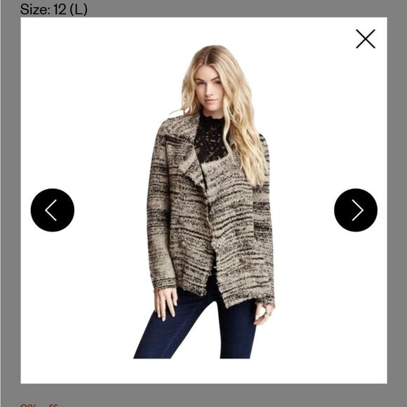 Free People stripe fuzzy sweater cardigan jacket Size S! - Picture 6 of 16